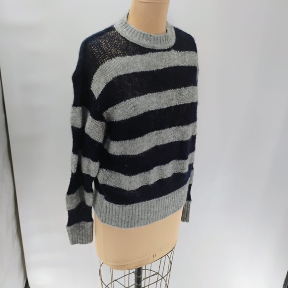 ZARA Stripe sweater alpaca wool blend sheer light cozy soft transitional weathe - Picture 13 of 16